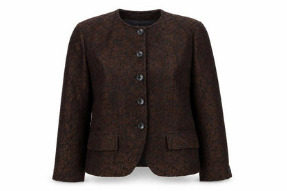 Jones New York Women Brown Floral Blazer Size M Lined Buttoned Jacket