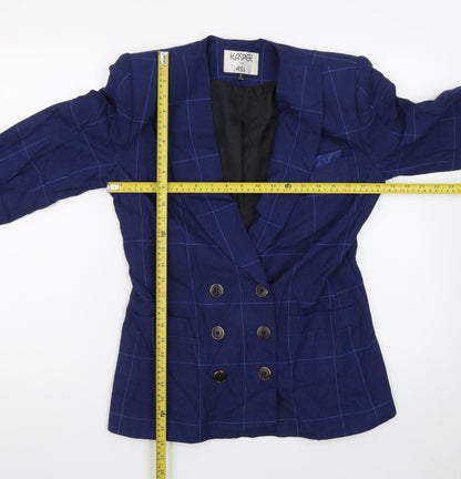 Kasper Women's Blue Checked Double-Breasted Blazer Size 10