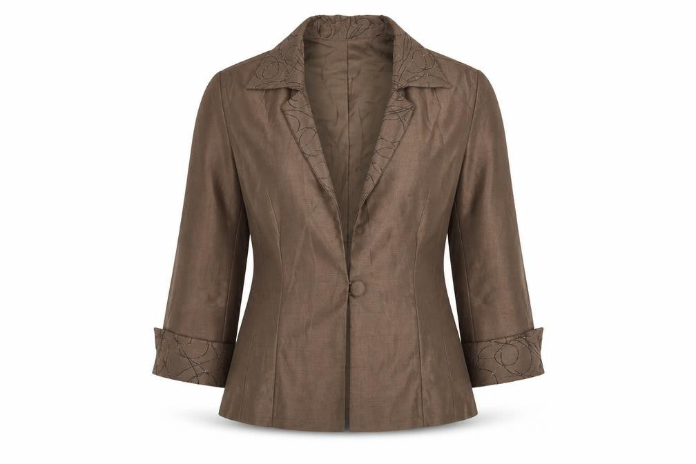 Jessica Howard Evenings Brown Women's Blazer Size 14 Nylon Polyester Lined