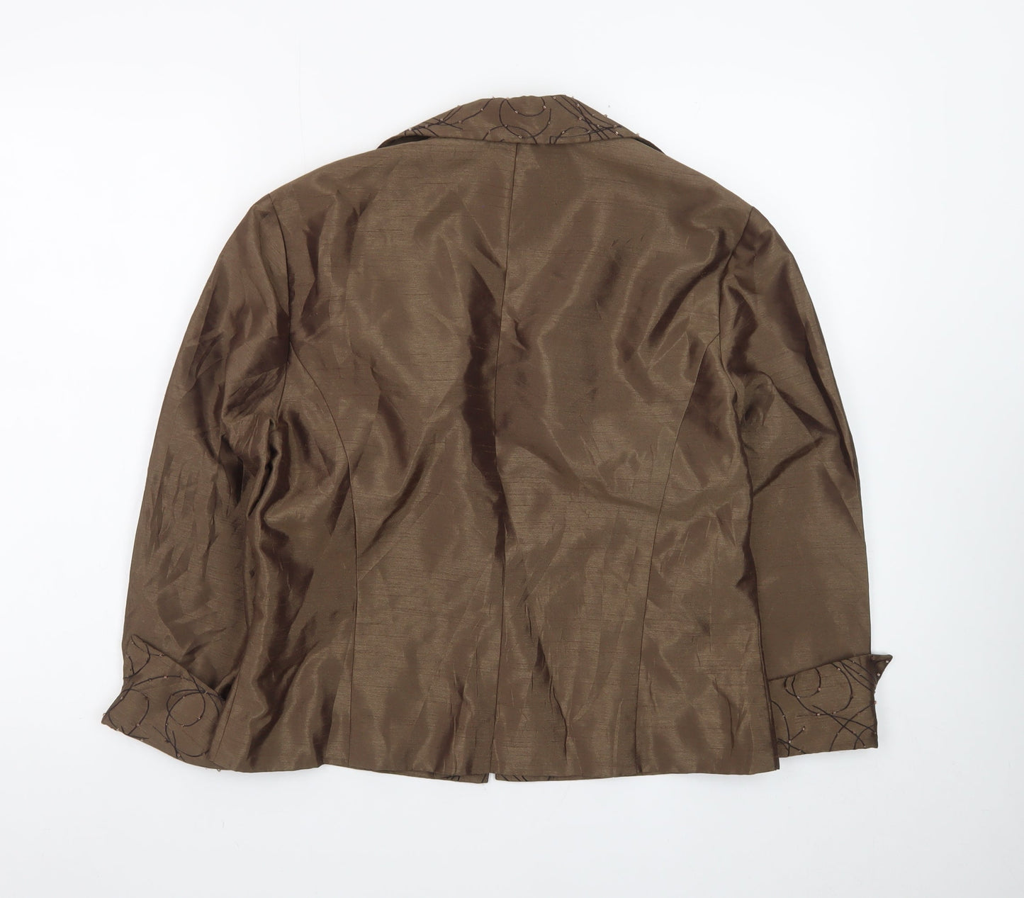 Jessica Howard Evenings Brown Women's Blazer Size 14 Nylon Polyester Lined