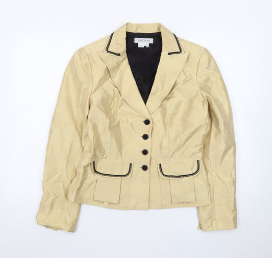 Kay Unger Women's Beige Silk Single-Breasted Blazer Size 14