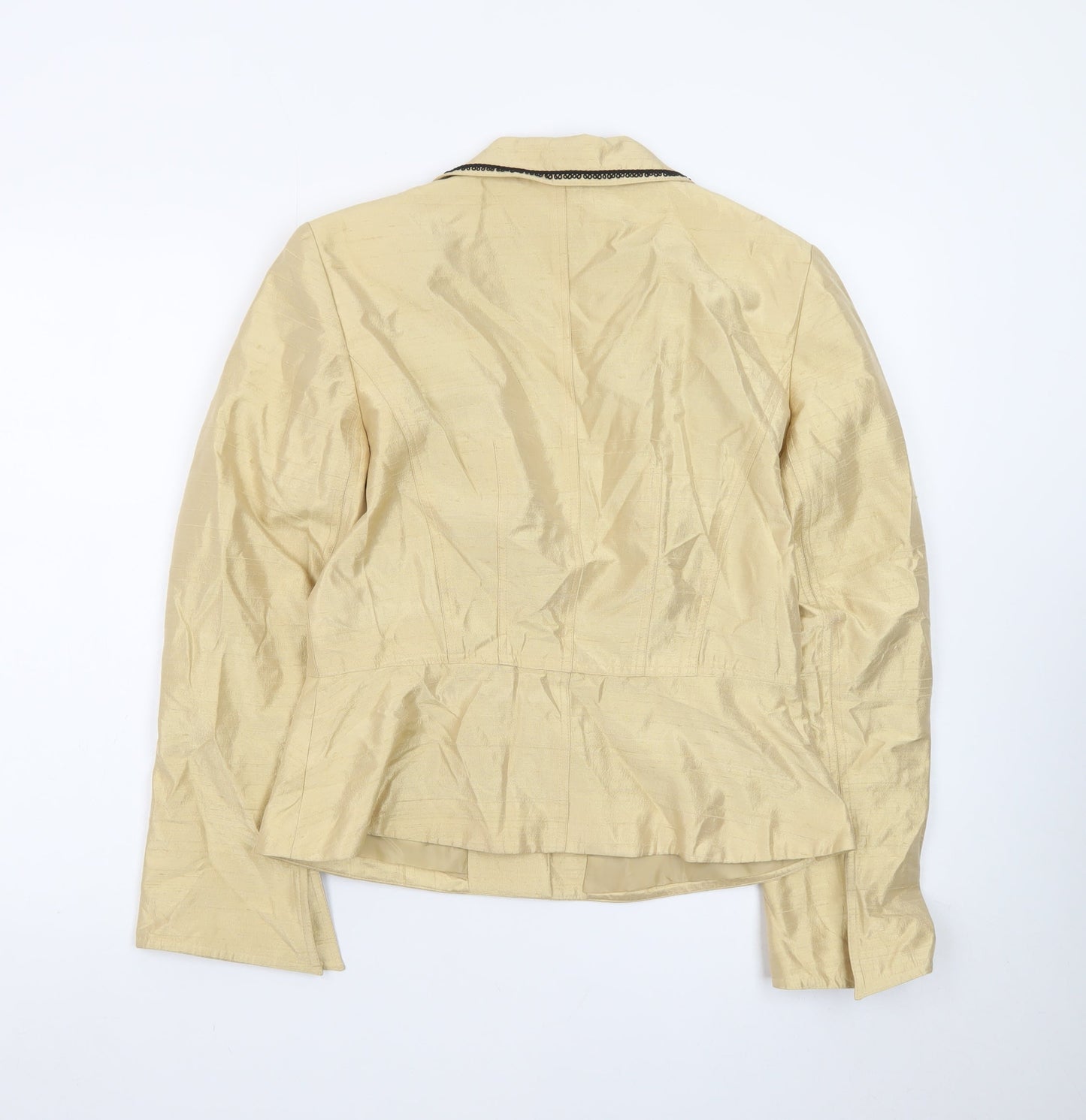 Kay Unger Women's Beige Silk Single-Breasted Blazer Size 14