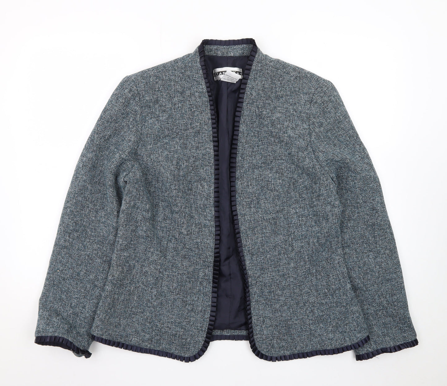 Dana Kay Womens Blue Tweed Blazer Jacket Size 12 Classic Lined Workwear