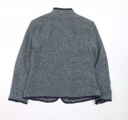 Dana Kay Womens Blue Tweed Blazer Jacket Size 12 Classic Lined Workwear