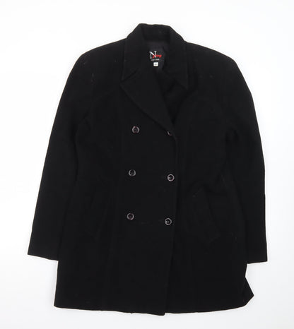 N Yang New York Women's Black Wool Pea Coat Size 8 Classic Mid-Length