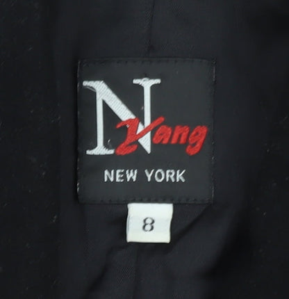 N Yang New York Women's Black Wool Pea Coat Size 8 Classic Mid-Length