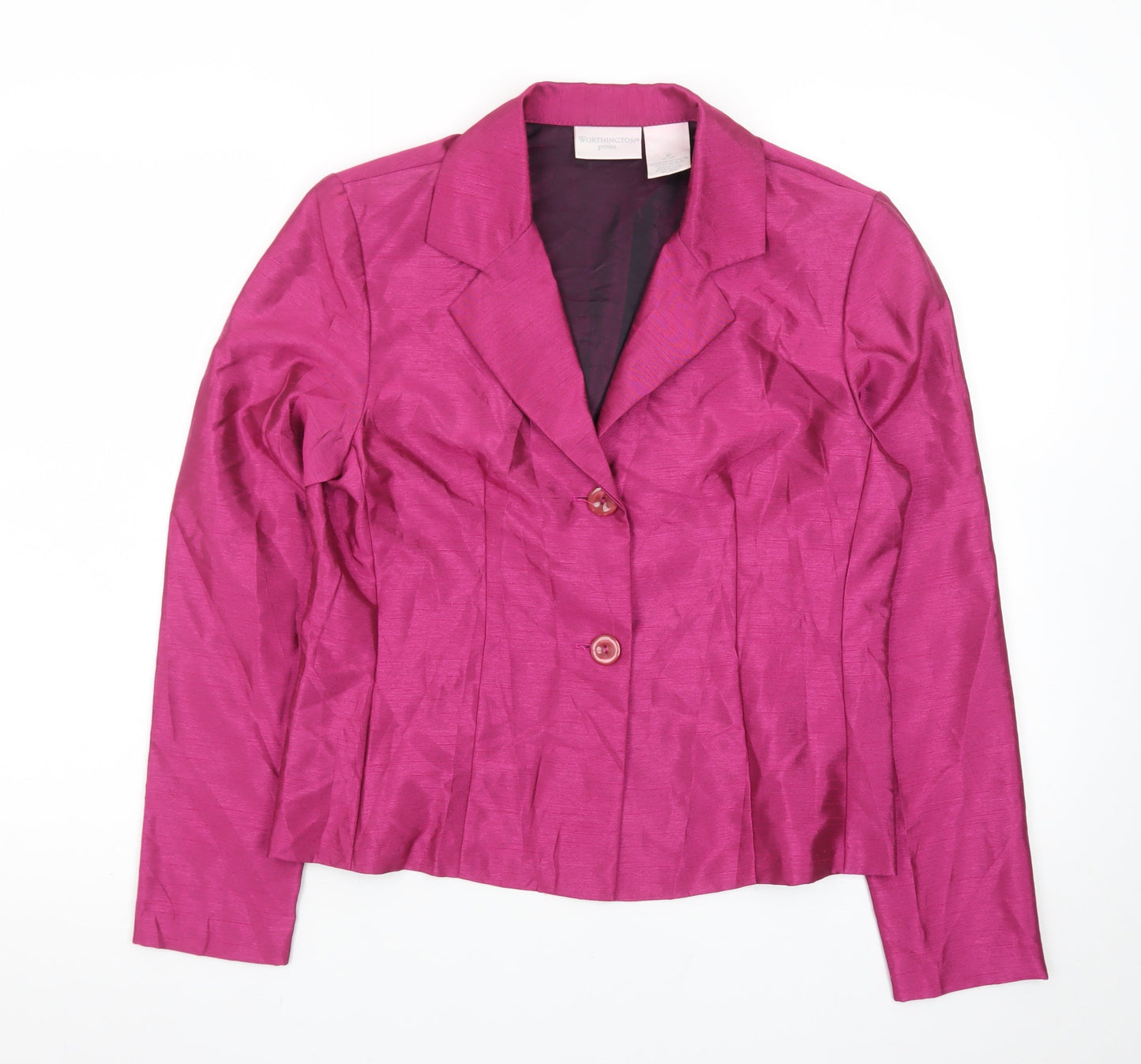 Worthington Women Pink Petite Suit Jacket 8P Tailored Two-Button Blazer