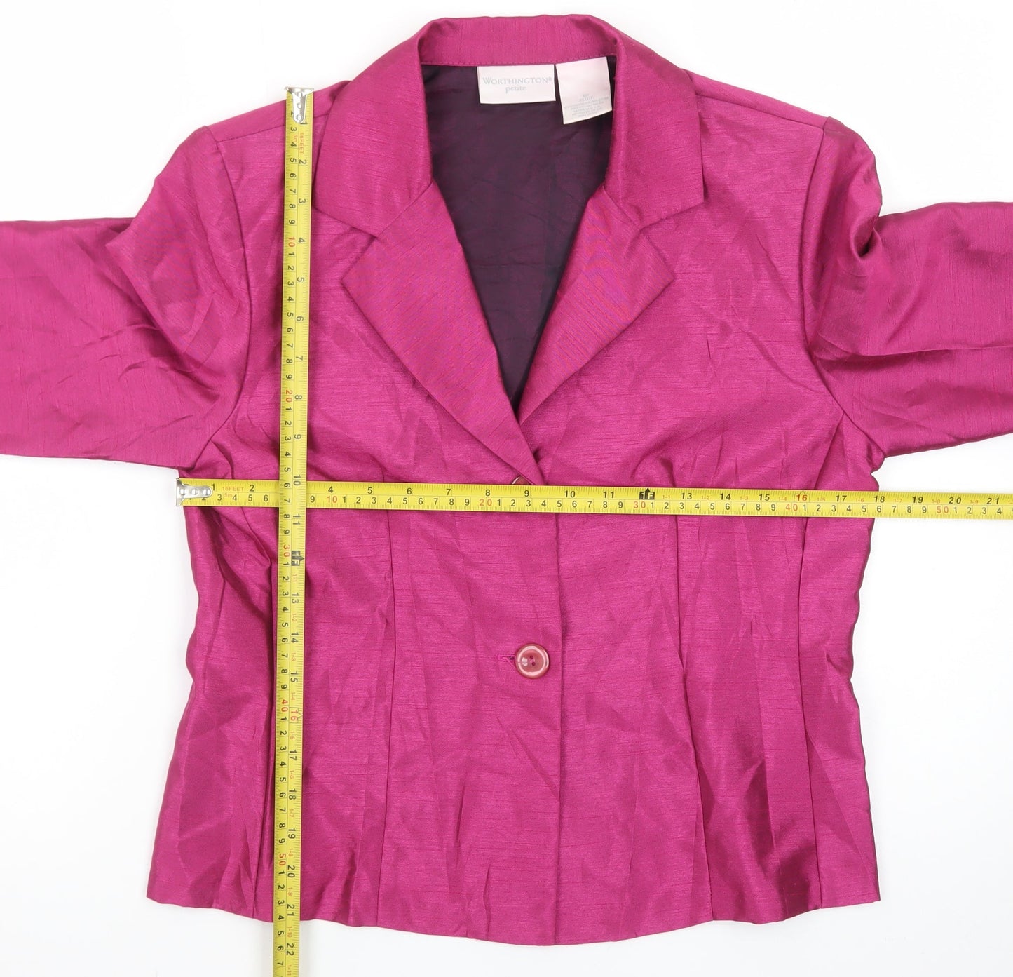Worthington Women Pink Petite Suit Jacket 8P Tailored Two-Button Blazer