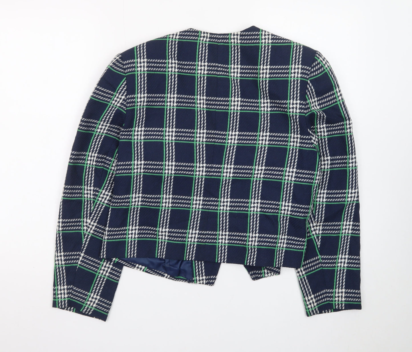 Koret Petites Blue Check Double-Breasted Blazer Women's Size 10