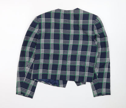 Koret Petites Blue Check Double-Breasted Blazer Women's Size 10