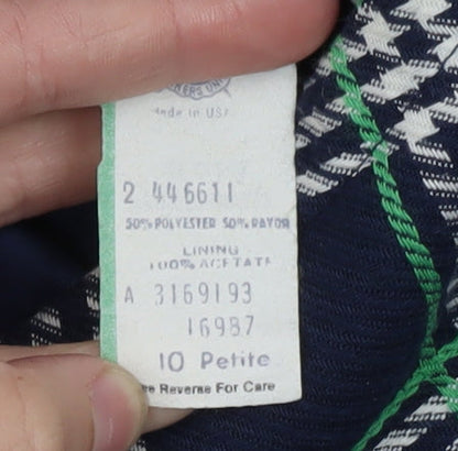 Koret Petites Blue Check Double-Breasted Blazer Women's Size 10
