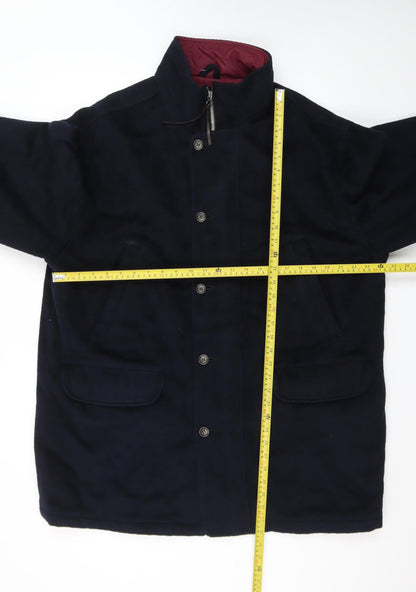 Eddie Bauer Men’s Black Wool Blend Mid-Length Overcoat L