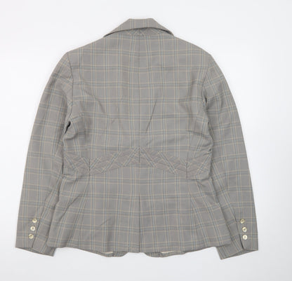 Larry Levine Classics Women's Grey Check Blazer Size 12 Single-Breasted Lined Jacket