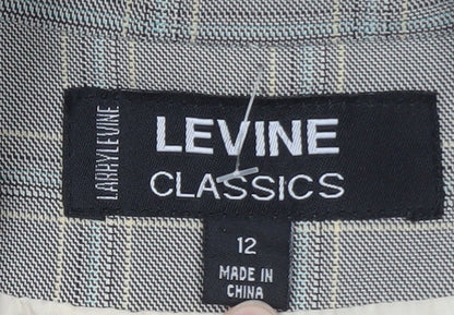 Larry Levine Classics Women's Grey Check Blazer Size 12 Single-Breasted Lined Jacket