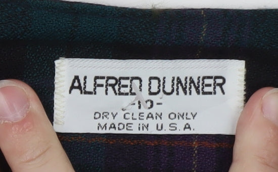 Alfred Dunner Women's Green Purple Plaid Wool Blend Blazer Size 10