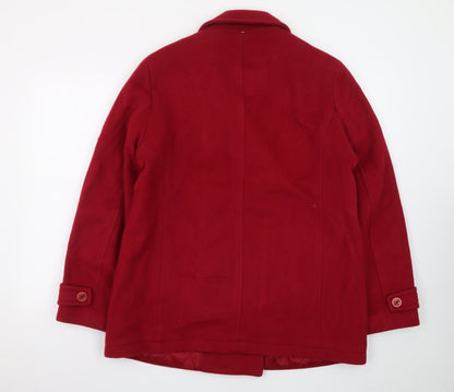 L.L.Bean Womens Red Wool Pea Coat Mid-Length Jacket Size M