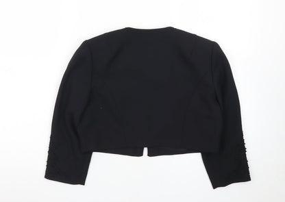 Donna Morgan Women Black Petite Cropped Suit Jacket Size 8 Polyester