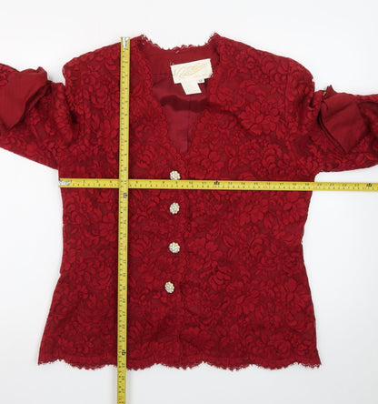 Rickie Freeman Red Lace Silk Trim Suit Top Women’s Size 12