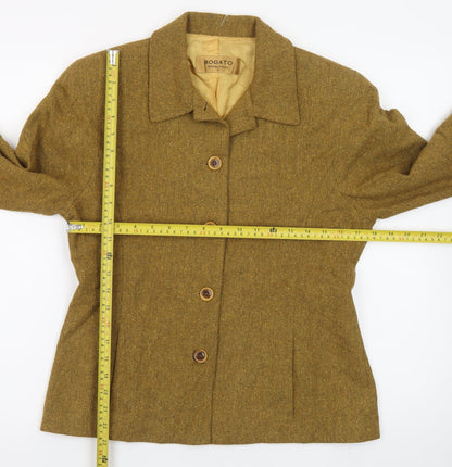 Bogato International Women’s Brown Wool Blend Suit Jacket Size 6 Classic Single-Breasted