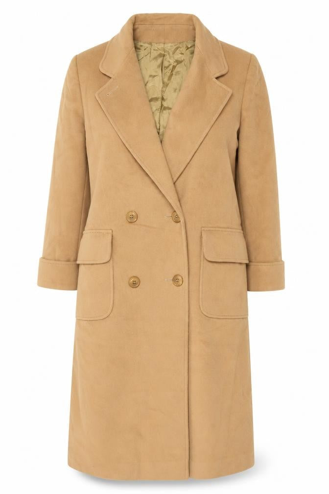 Mayfair Women's Beige Wool Blend Long Trench Coat Size 10