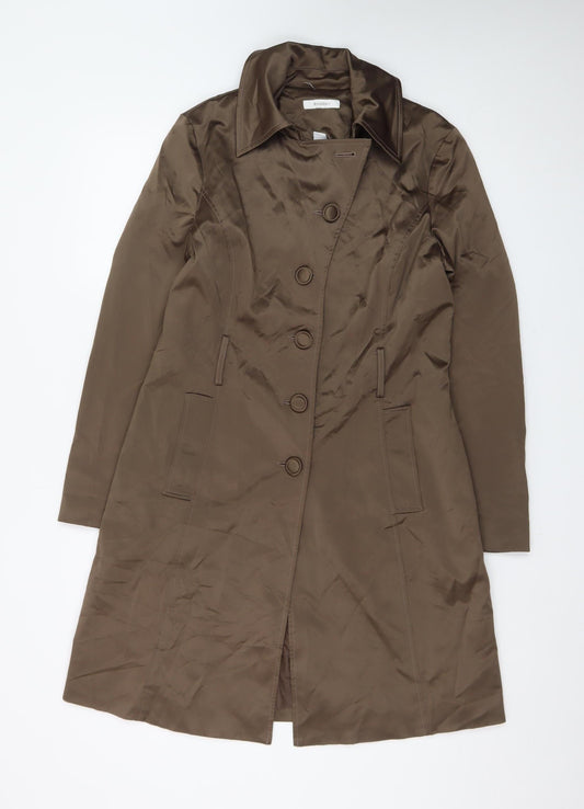 Dressbarn Women's Brown Long Trench Coat Size S Classic Lined Polyester