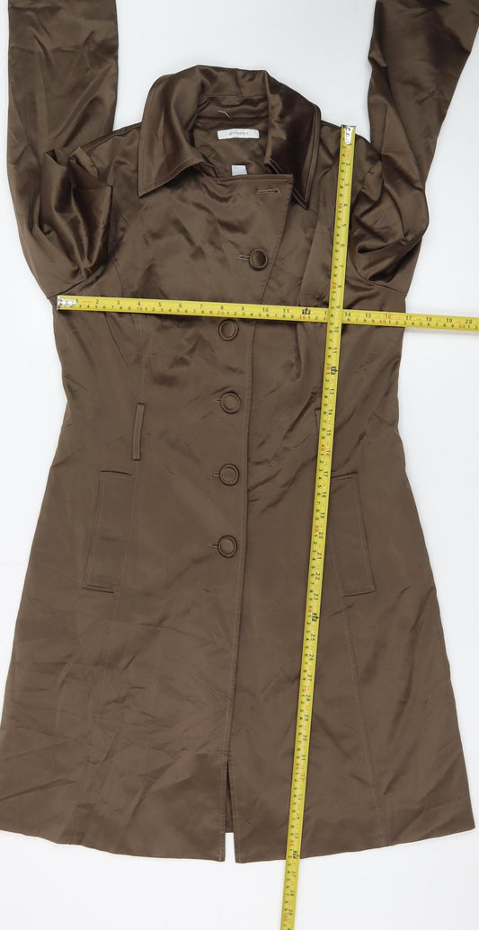 Dressbarn Women's Brown Long Trench Coat Size S Classic Lined Polyester