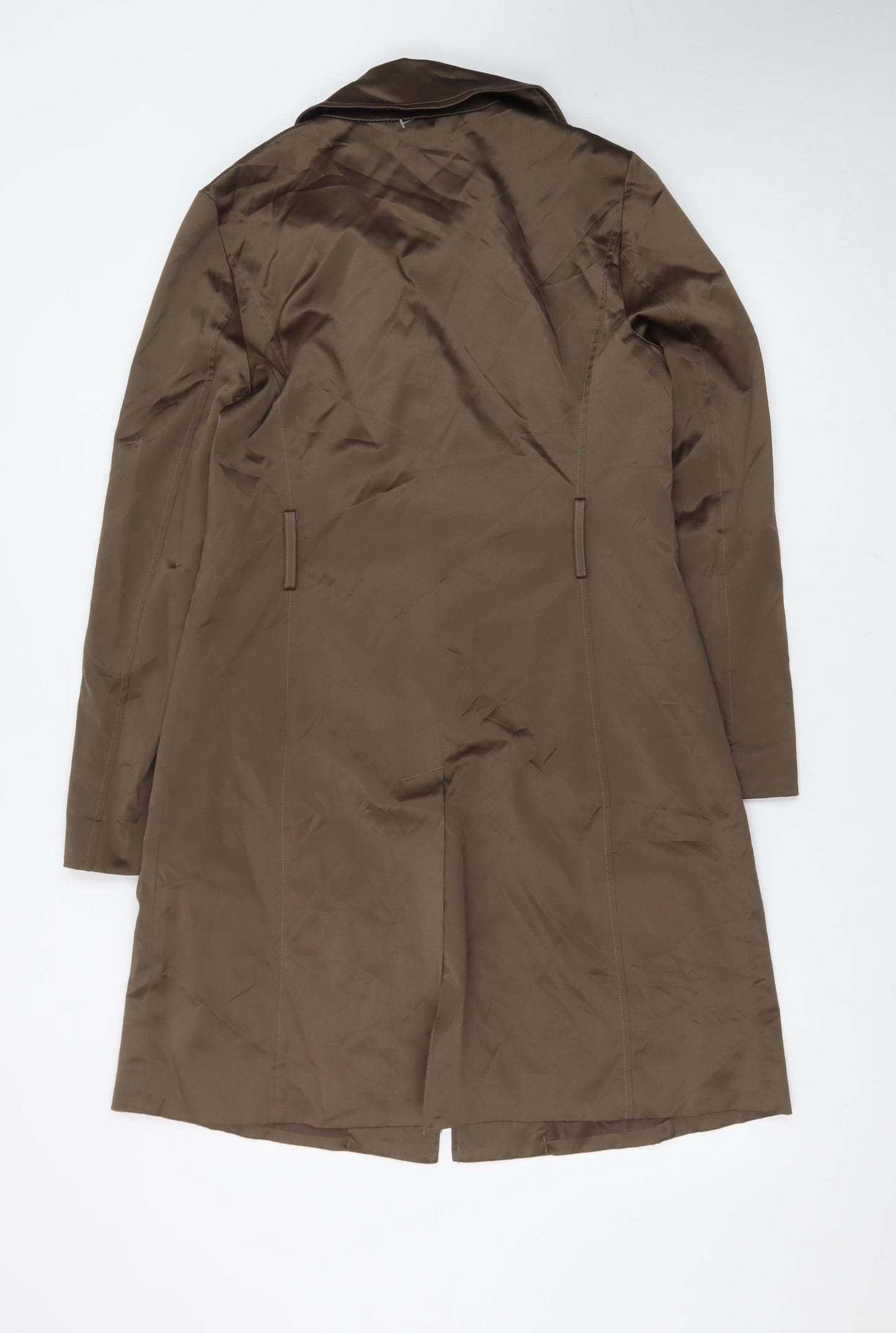 Dressbarn Women's Brown Long Trench Coat Size S Classic Lined Polyester