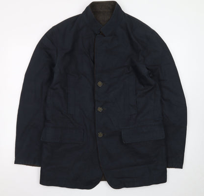 Zerosettanta Studio Men's Blue Reversible Wool Cashmere Overcoat Size 50