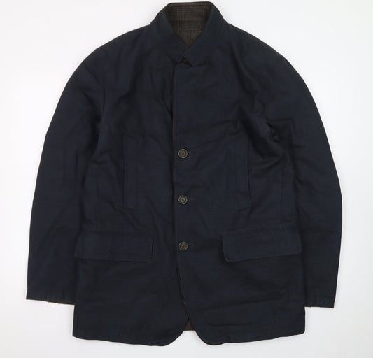 Zerosettanta Studio Men's Blue Reversible Wool Cashmere Overcoat Size 50