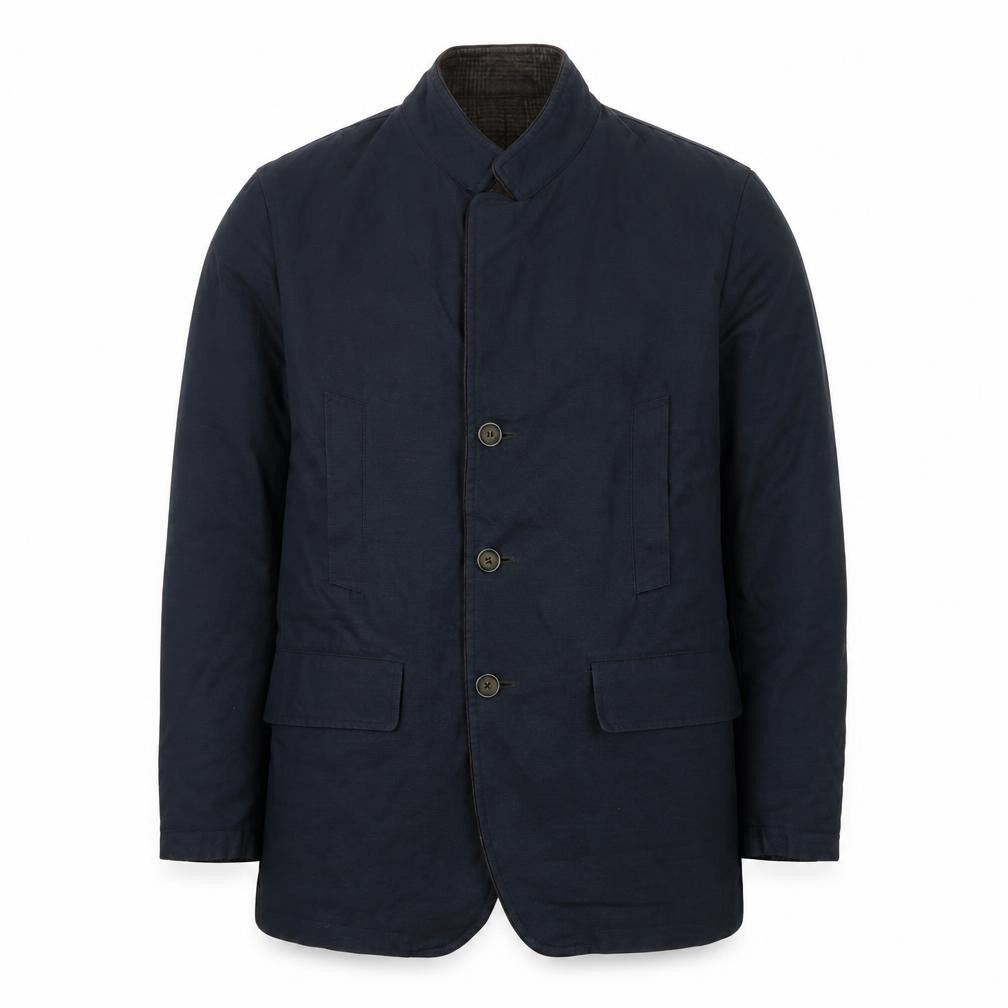 Zerosettanta Studio Men's Blue Reversible Wool Cashmere Overcoat Size 50