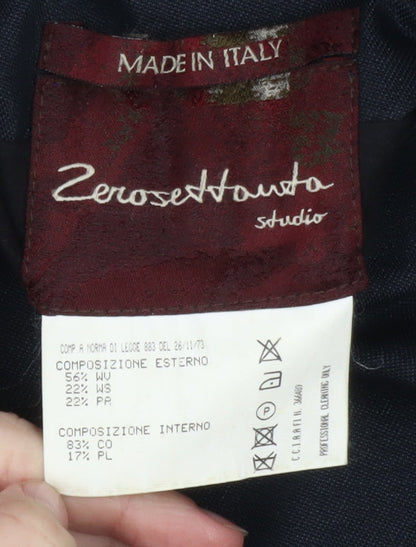 Zerosettanta Studio Men's Blue Reversible Wool Cashmere Overcoat Size 50