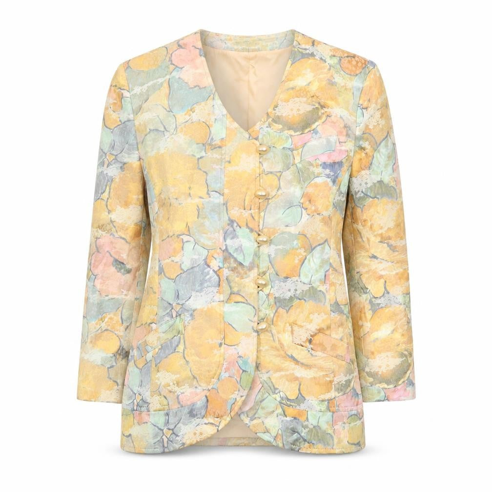 Mansfield Womens Multicoloured Floral Blazer UK 16 Single-Breasted Jacket