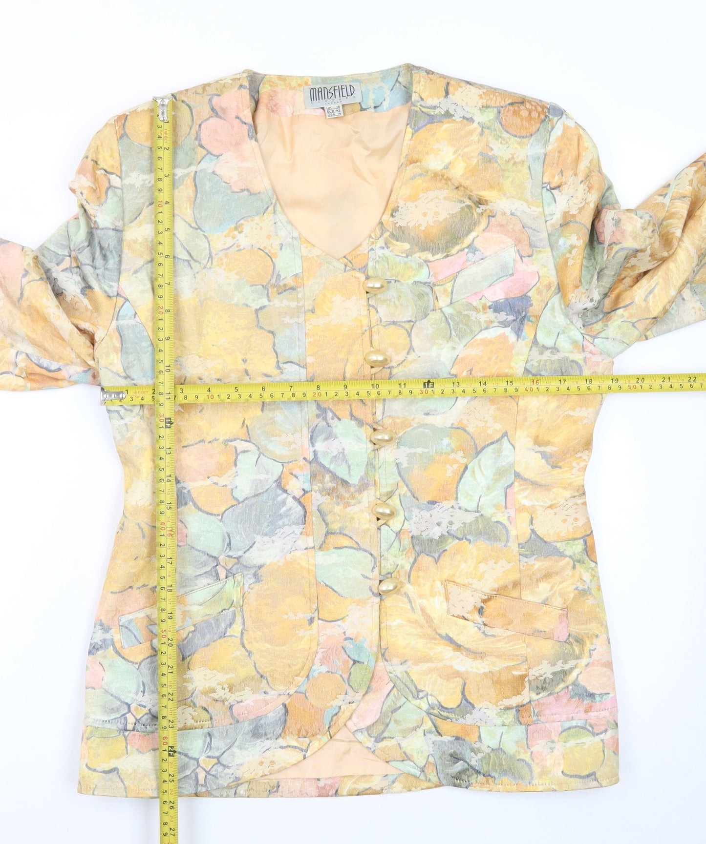 Mansfield Womens Multicoloured Floral Blazer UK 16 Single-Breasted Jacket