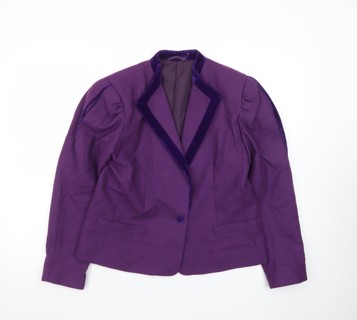 Hyphen Women’s Purple Wool Blend Peak Lapel Blazer Size 14