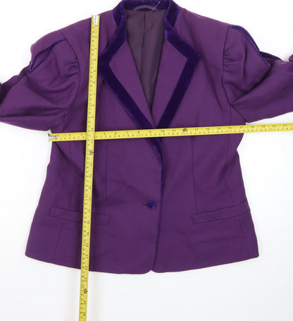 Hyphen Women’s Purple Wool Blend Peak Lapel Blazer Size 14
