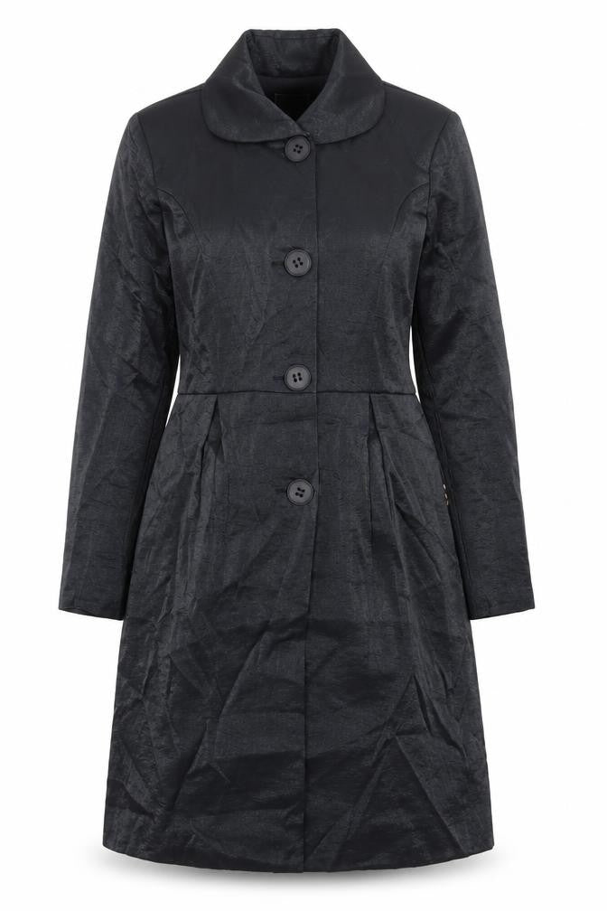 UBU Women’s Black Long Overcoat Size S Cotton Nylon Lightweight