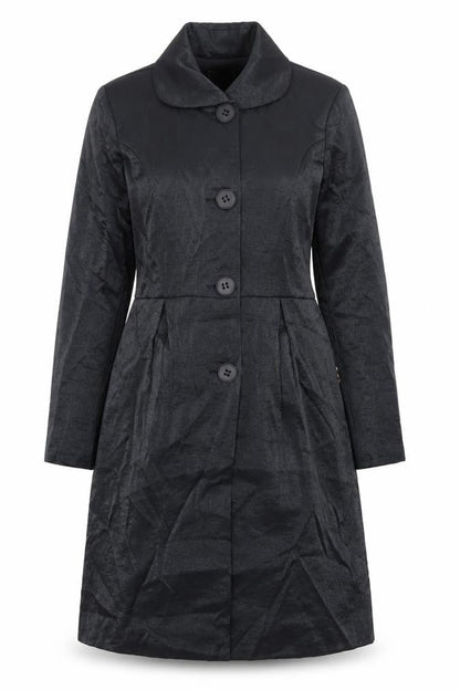 UBU Women’s Black Long Overcoat Size S Cotton Nylon Lightweight