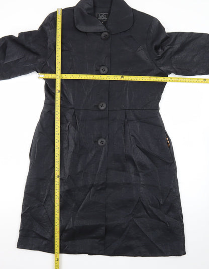 UBU Women’s Black Long Overcoat Size S Cotton Nylon Lightweight