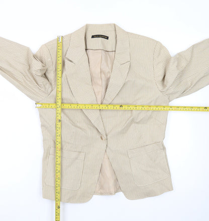 Dalia Collection Beige Pinstripe Cotton Blazer Womens Size 10