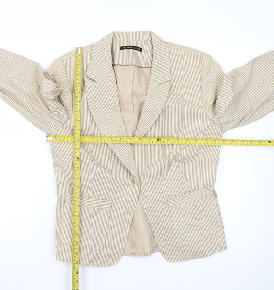 Dalia Collection Beige Pinstripe Cotton Blazer Womens Size 10