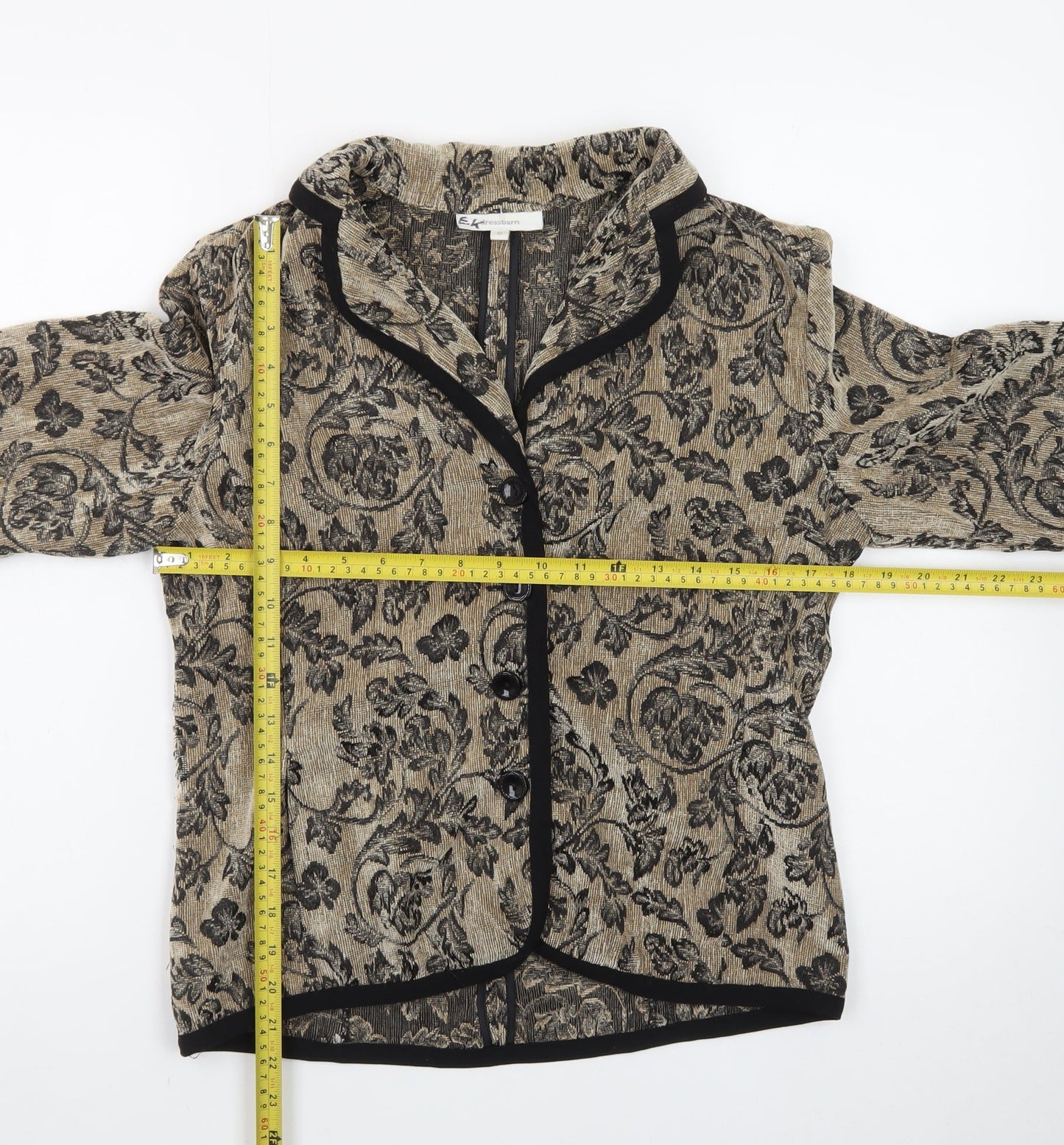 Dressbarn Women's Beige Floral Jacquard Blazer Size 8
