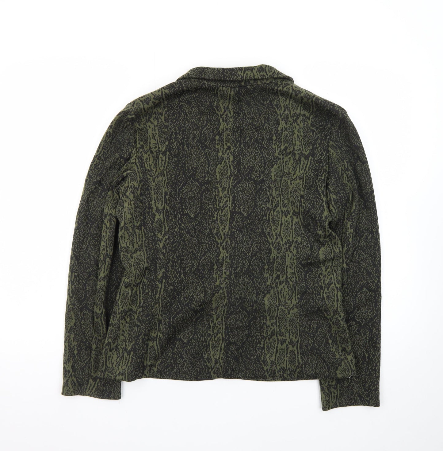 Notations Women's Green Animal Print Tuxedo Blazer Size S
