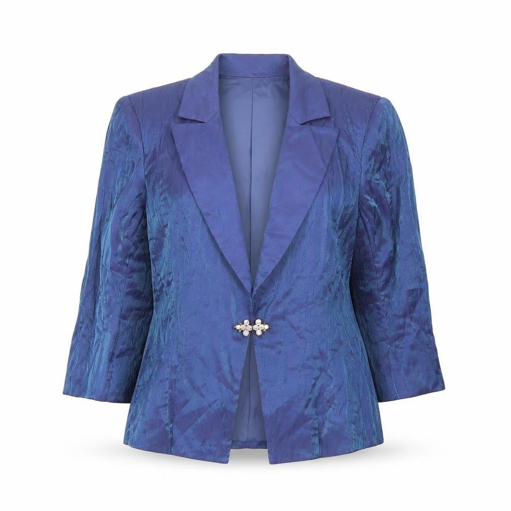 Alex Evenings Women's Blue Petite 6P Rayon Blend Single-Breasted Blazer
