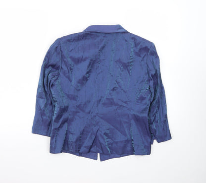 Alex Evenings Women's Blue Petite 6P Rayon Blend Single-Breasted Blazer