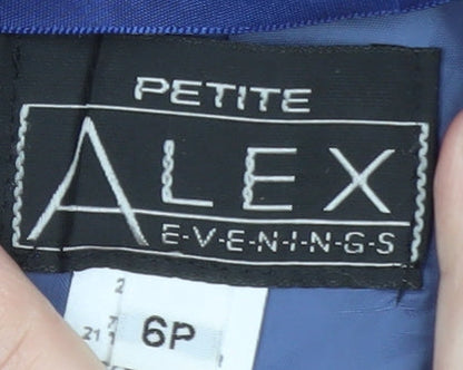 Alex Evenings Women's Blue Petite 6P Rayon Blend Single-Breasted Blazer