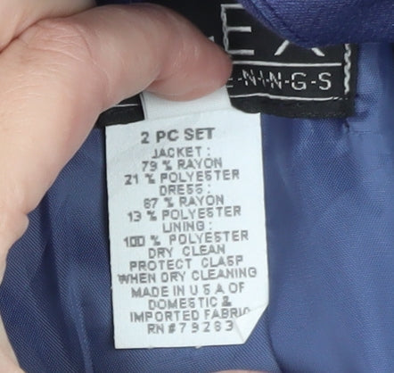 Alex Evenings Women's Blue Petite 6P Rayon Blend Single-Breasted Blazer