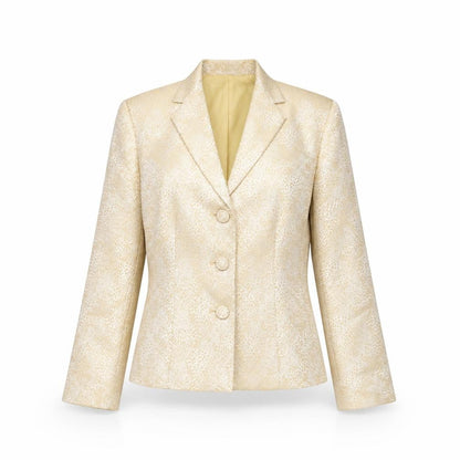 Le Suit Women's Gold Animal Print Single Breasted Jacket Size 8