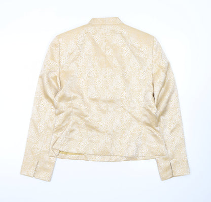 Le Suit Women's Gold Animal Print Single Breasted Jacket Size 8