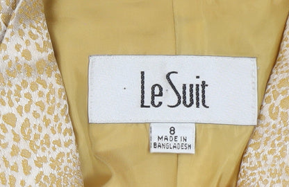 Le Suit Women's Gold Animal Print Single Breasted Jacket Size 8