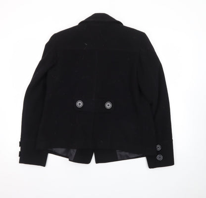 Dorothy Perkins Women's Black Wool Pea Coat Size 10